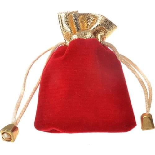 Ferimo 50pcs Red trumpet 7 * 9cm Golden mouth Phnom Penh velvet bag pull rope high-end jade jewelry packaging bags