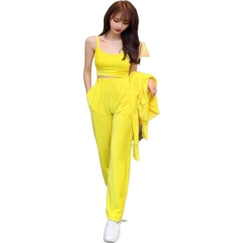 Juicy Lovers Brand 3 Piece Set Women Sportwear Suits Black Yellow Green Velvet Outdoor Sports Tracksuit Suit Fitness running