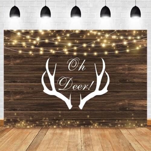 Oh Deer Baby Shower Backdrop For Brown Rustic Wood Birthday Party Photography Background Dessert Table Decorations Poster