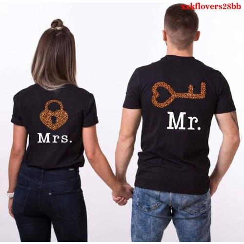 Couple Tshirt Lovers Key Print Short Sleeve Sweet Graphic Tees Men Women Tops Casual Streetwear Valentines Clothes Goth Shirt