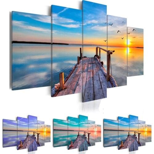 HUACAN Full Drill Square Diamond Painting 5pcs/set Landscape Diamond Embroidery Seaside Cross Stitch Multi-picture