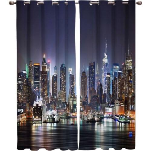 Exquisite Home Luxury Curtains City Night Lights Living Room Dining Room Bedroom Hotel Exquisite Translucent Curtains