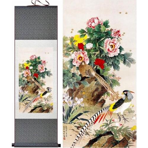 Birds and flower painting silk scroll painting traditional birds and flower painting Chinese birdsPrinted painting