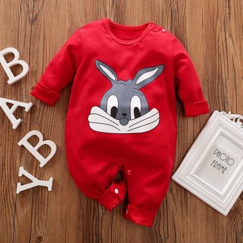 Newborn Baby Boy Girl Clothes Cotton Romper Unisex Jumpsuit Long Sleeve Overalls Rabbit Babies Clothing 0 3 6 9 12 18 Months