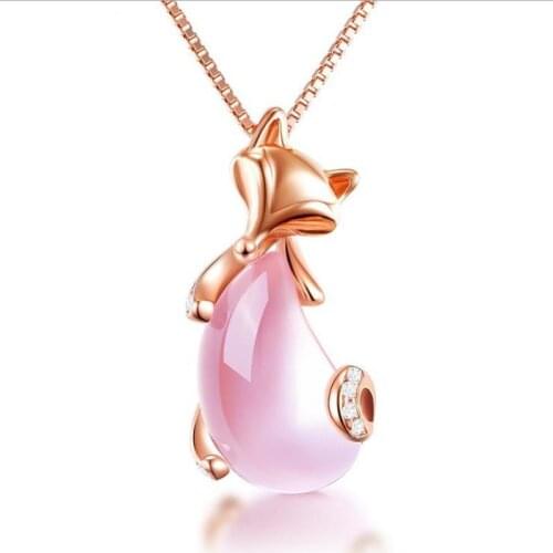 LUKENI Cute Lady Animal Rose Gold Pendant Necklace Jewelry Vintage Silver 925 Girl Choker Necklace Female Birthday Accessories