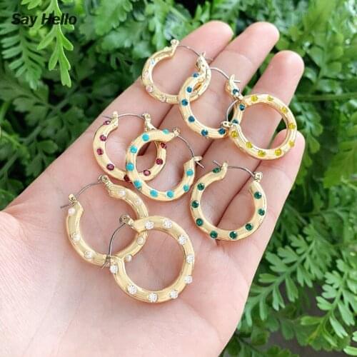 SAY HELLO Girls Huggies Small Hoops Earrings Skinny Rainbow Boho Classic Minimal Charming Earrings Ear Stud Femme Brincos K6179