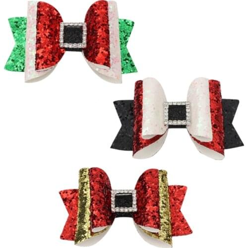 10pcs/Lot Fashion Glitter Hair Bows for Girls Back to School Handmade Stacked Bowknot Hair Clips Hairpin Cute Headwear