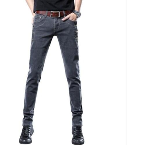 Youth Denim Pants Trousers Classic Men Jeans Casual Straight Slim Fit Blue Jeans Stretch Seasons