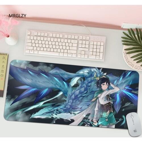 MRGLZY Best-selling Genshin Impact Mouse Pad 400X900 Gaming Mouse Pad Gaming Keyboard Table Mat Natural Rubber Office Mouse Pad