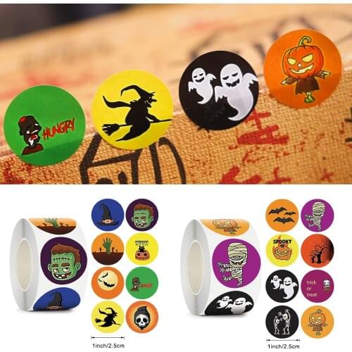Halloween Ghost Pumpkin Candy Sealing Sticker Halloween Decoration For Home Horror Party Supplies Trick Or Treat Witch