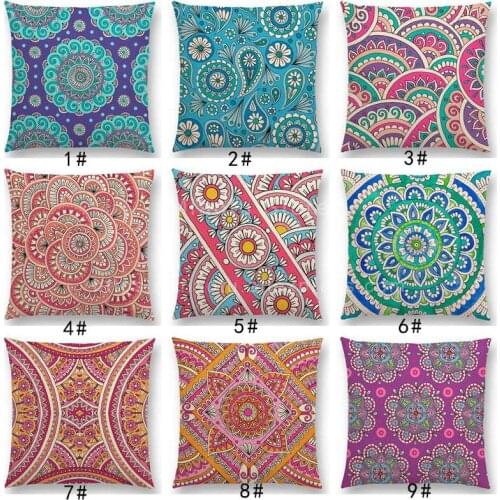 New Arrivals Boho Colorful Sunrise Rainbow Diamond Flowers Blossom Paisley Floral Pattern Mandalas Prints Cushion Cover Pillow