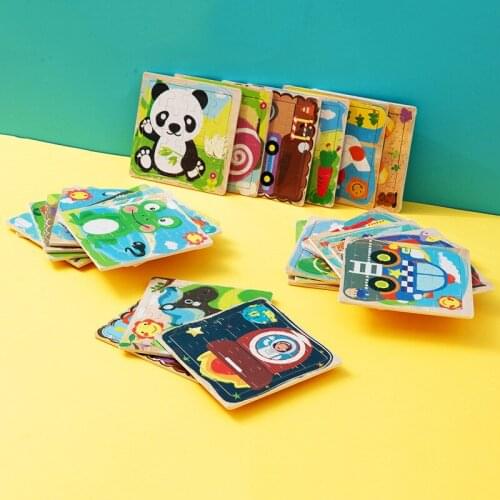 New 16 Piece Wooden Puzzle Animal Cartoon Plane Wooden Puzzle Toy Childrens Toy Festival Gift