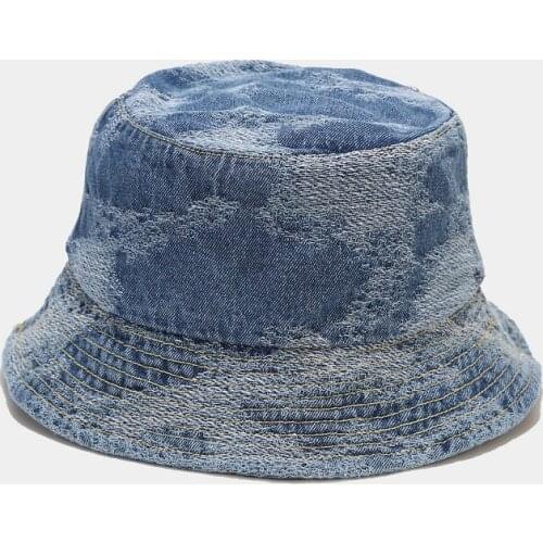 Bucket Hat Teenagers Women Men Washed Jeans Fabric Spring Summer Sun Beach Blue Durable Cap Outdoor Accessory