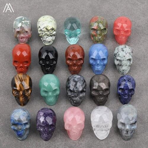 Natural Gemstones Carved Skull Head Statue Jewelry,Skull Decoration Jewelry Home Room Office Chakra Reiki Healing Jewelry