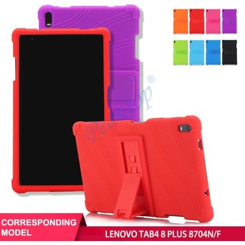 For Lenovo TB-8704F Cover Tab4 8 Plus Tablet Case TB-8704N Anti-Fall Silicone Case Bracket Hockproof Shockproof Washable