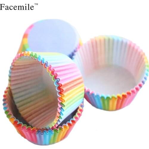 Rainbow 500pcs Gift Mold Decorating Tools Cupcake Liner Baking Cup Cupcake Paper Muffin Cases Gift Box Cup Tray Oilpaper