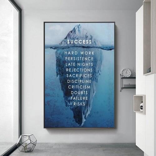 Success Secrets Just Iceberg Tip Art Canvas Print Painting Motivation quote Wall Picture Office Nordic Home Decoration Poster