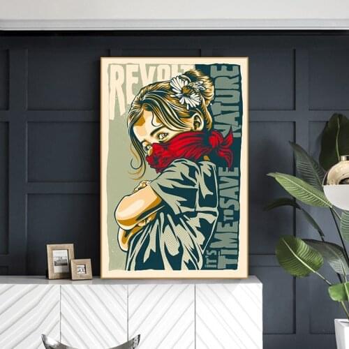 Girl Face Scarf Vintage Inspirational Poster Street Pop Graffiti Canvas Painting Abstract Art Women Letters Wall Picture Prints