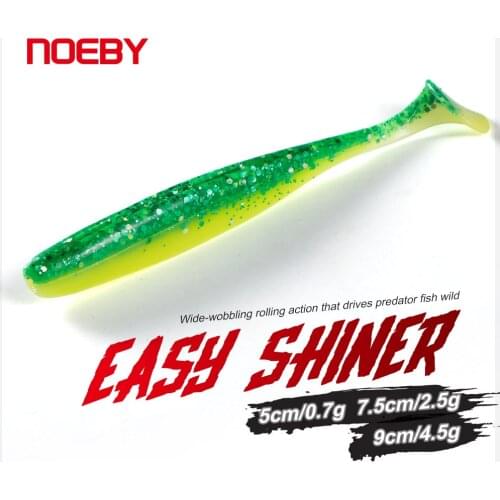 Noeby Easy Shiner Fishing Soft Lure 50 75 90mm Silicone Shad Wobblers Artificial Worm Soft Bait for Pike Carp T Tail Soft Bait
