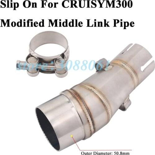 Slip On For CRUiSYM300 SYM300i Motorcycle Exhaust Escape Modified Motorbike 51mm Connection Middle Link Pipe Without Muffler