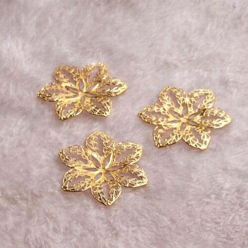 30Pcs Gold Filigree Flower Connectors Metal Crafts Jewelry Making 43mm Diy Accessories Charm Pendant