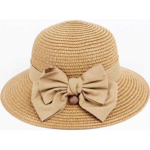 Kids Summer Hat Girls Straw hat Cute bow sunhat Wide Brim Panama Cap Child sea Beach Big Hat Children Raffia Straw Hats 48-54CM