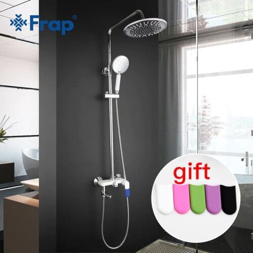 Frap modern wall mounted Rain Shower Set Chrome Plated hot and cold mixer in bathroom Rain Shower Head Hand Shower Faucet F2434