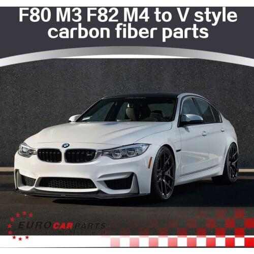 Carbon fiber F80 front lip+ diffuser fit for F80 M3 / F82 M4 to V style for M3 M4 carbon fiber front lip+diffuser F82 M4 parts