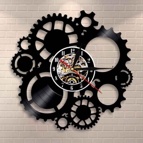 Victorian Industrial Steampunk Gears Vinyl Record Wall Clock Steampunk Wall Decor Wall Clock Gears and Cogs Decorative Clock