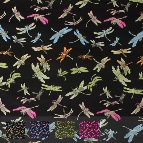 CF03 Dragonfly Brocade Jacquard Fabric For Traditional Chinese Wedding Cheongsam Qipao Fabric Mulberry Silk DIY Handbag Material