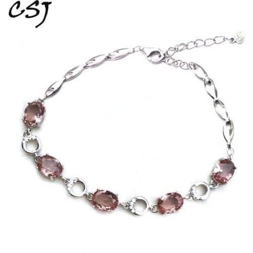 CSJ New Design Bracelet Sterling 925 Silver Created zultanite Oval5*7mm Color Chance Fine Jewelry Women Wedding Party Gift