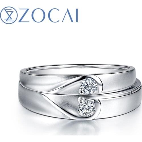 ZOCAI 0.08 CT CERTIFIED H / SI DIAMOND HIS AND HERS WEDDING BAND RINGS SETS ROUND CUT 18K ROSE GOLD JEWELRY Q00906AB