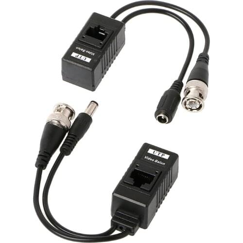 1 Pair BNC To RJ45 Passive Video Power + Audio Balun Transceiver for CCTV Camera