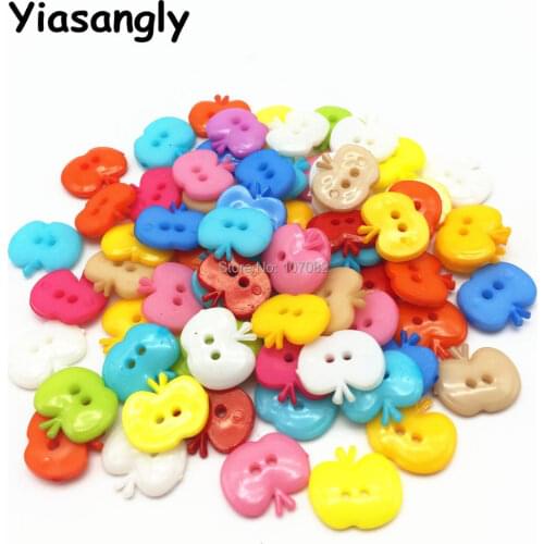 1000Pcs Mixed 15x16mm Apple 2 Holes Buttons Nylon Flatback Sewing Button Embellishments Scrapbooking