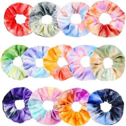 120pcs/lot DIY Diamond Velvet Bandhnu Hair Band Gradient Ramp Large Intestine Hair Ring Hair Styling Tools Accessories HA1720