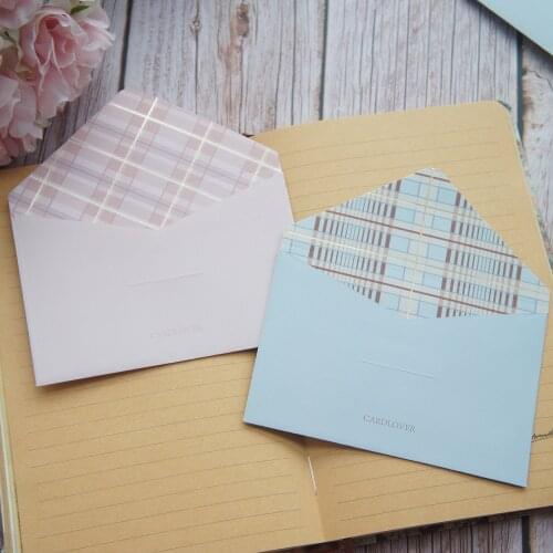 13.6*9CM 2pcs GOLD Pink Blue Lattice Design Envelop As Message Mini Card Invitation Envelop