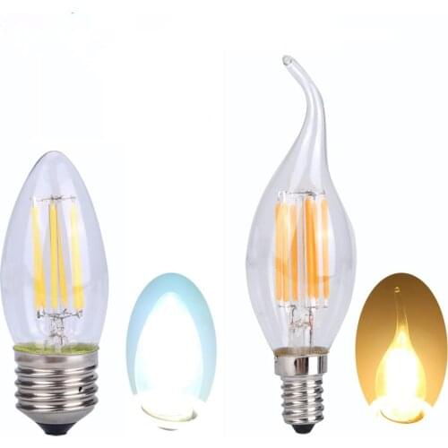 2W 4W 6W E27 E14 LED Bulb Candle Lamp Filament for Crystal Chandelier Light Incandescent Replace 220V Energy Saving Light