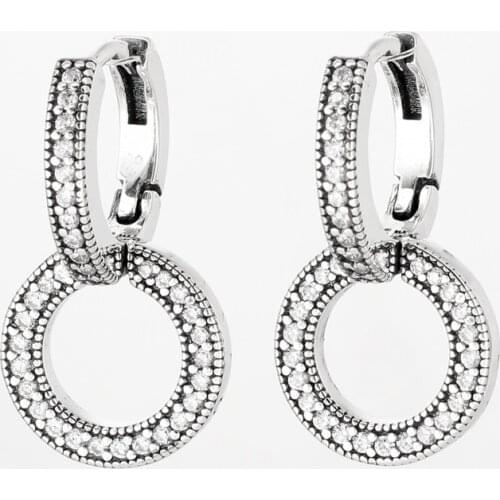 2021 New Free Shipping Authentic 925 Sterling Silver Sparkling Double Hoop Earrings For Original Women DIY Jewelry S925 Earring