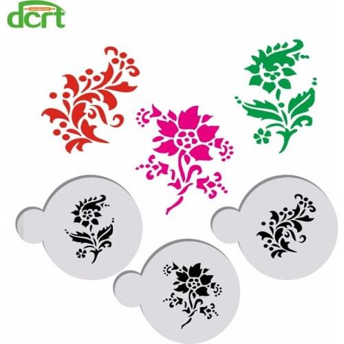 3Pcs Cookie Cake Stencil Flower Cake Design Decorating Stencil Coffee Candy Stencils Fondant Cake Tools Cake Mold Set