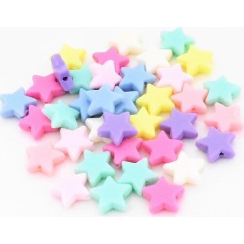 100pcs/lot 13mm Mixed Candy Colors Acrylic Stars Beads Childrens beaded toy DIY Handmade Jewelry Accessories