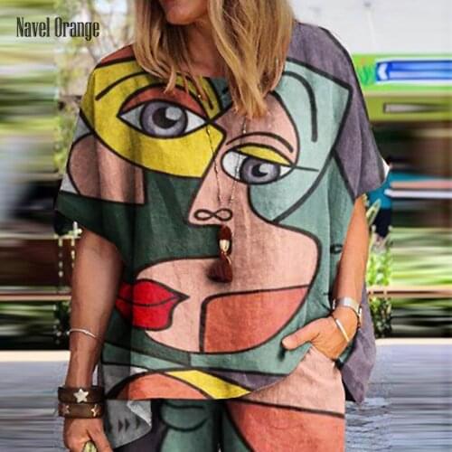 New Summer Women Casual O-Neck Short Sleeve Top Blouse Loose Printing Plus Size 3XL Pullover Top Shirt Fashion Sweatshirt Blusas