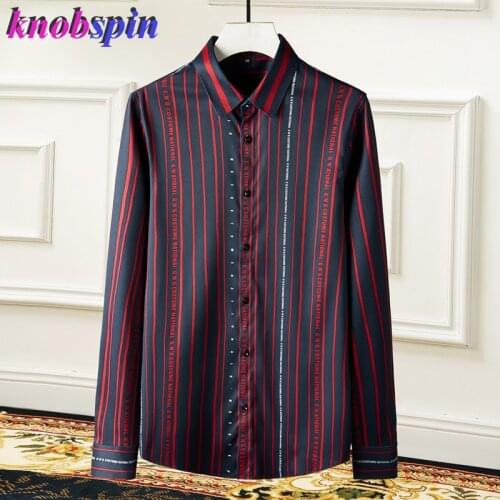 Brand Business male dress Shirt Classic Black Blue Striped shirts for men Long sleeve Slim fall Chemise homme Plus size M-4XL