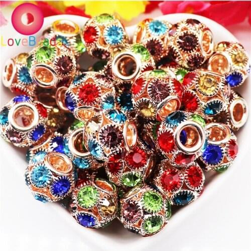 10Pcs Cubic Zirconia Beads Clear CZ Stones Micro Pave Setting Disco Ball Spacer Beads Round Bracelet Connector Charms Jewelry