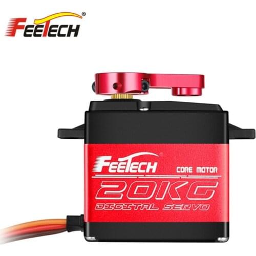 Feetech FT5320M 180 Degree Digital Servo Motor 20KG 7.4V Red Aluminum Alloy Gear Servo With Metal Arm