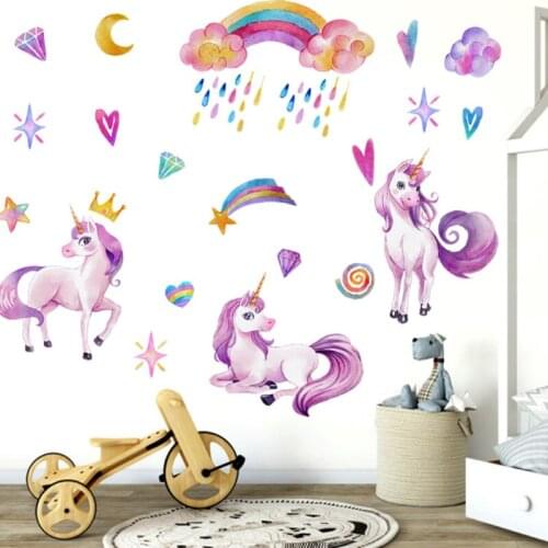 New unicorn rainbow decorative wall stickers, living room, bedroom, childrens room, decorative stickers