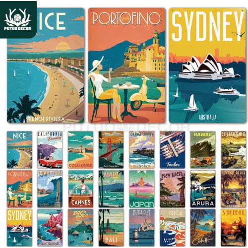 Travel Metal Poster Plaque Metal Vintage Metal Tin Sign Home Decor Wall Decor for Living Room Beach House Decorative Plate