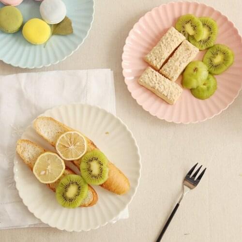 Colorful Creative Ceramic Dishes & Plates Under Glazed Round Desserts Kitchen Breakfast Porcelain Plate 8 Inch Pink Blue Green