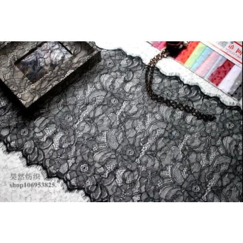 3 Meters Black White Eyelash Lace Trim 24cm Lace Fabric DIY Crafts Wedding Dress Clothing Lace Material Handmade Free Shipping
