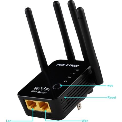 Wi-Fi Repeater 300Mbps PIXLINK Wireless Router WiFi Range Extender Booster Network Signal Booster Antennas Easy Setup WR17