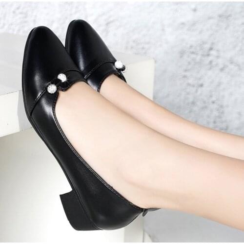 Fashion Women Ladies Fashion Solid Round Toe Square Heel Buckle Single Shoes Classics high quality shoes